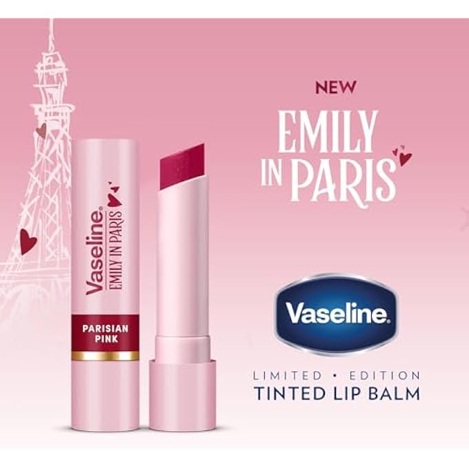 Vaseline إكس إميلي في باريس، إصدار محدود باللون الوردي الباريسي، بلسم شفاه بلون وردي، ترطيب يصل إلى 24 ساعة، 3 جرام - Image 2